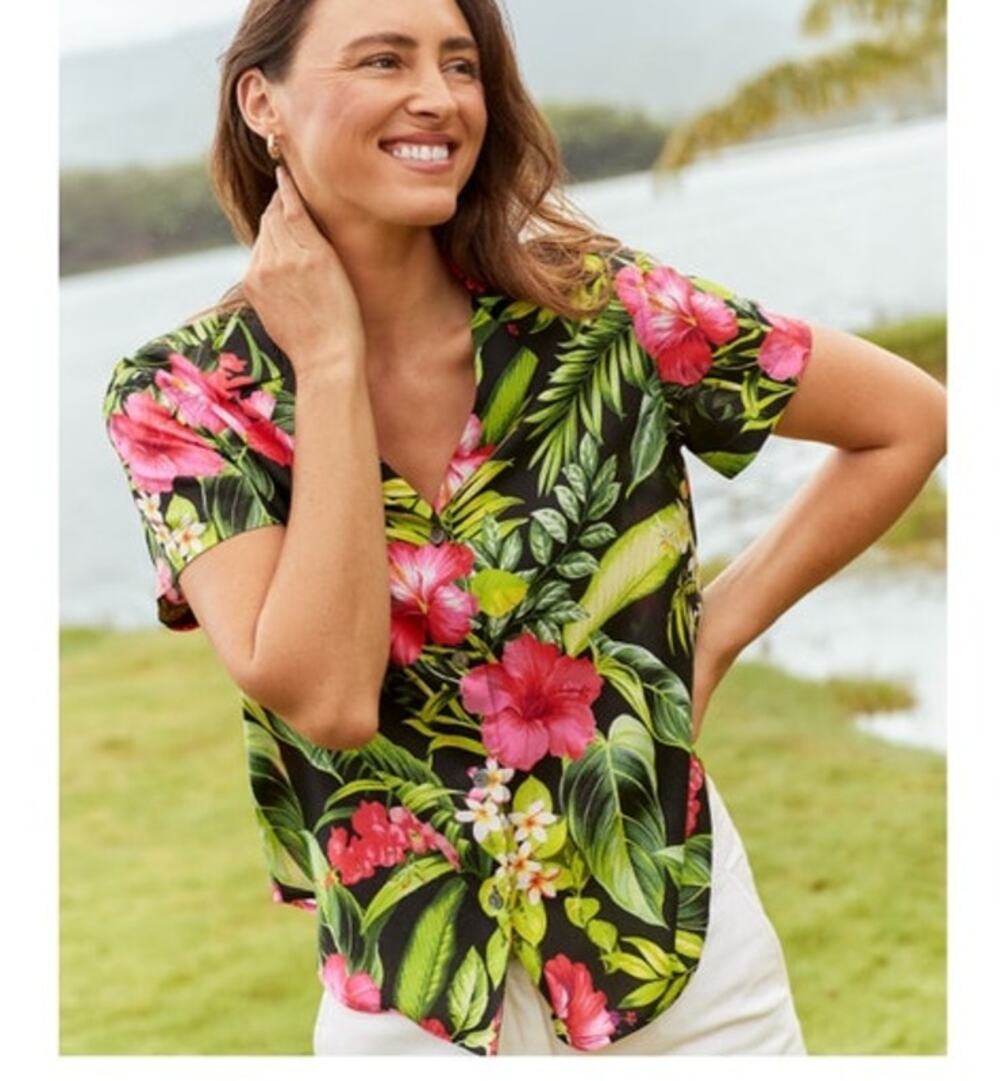 Tommy Bahama Grand Villa Talulla Silk Camp Shirt Large